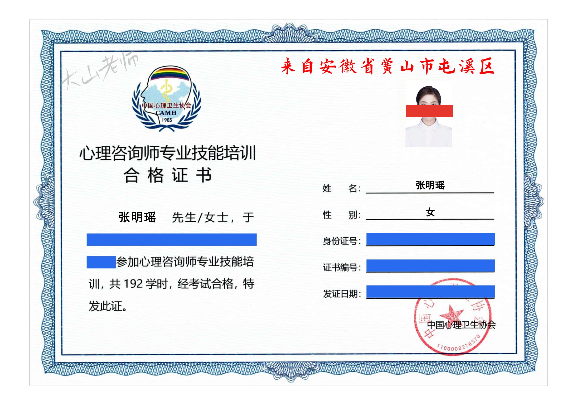 心理咨询师 - 中心协012（111-120）
