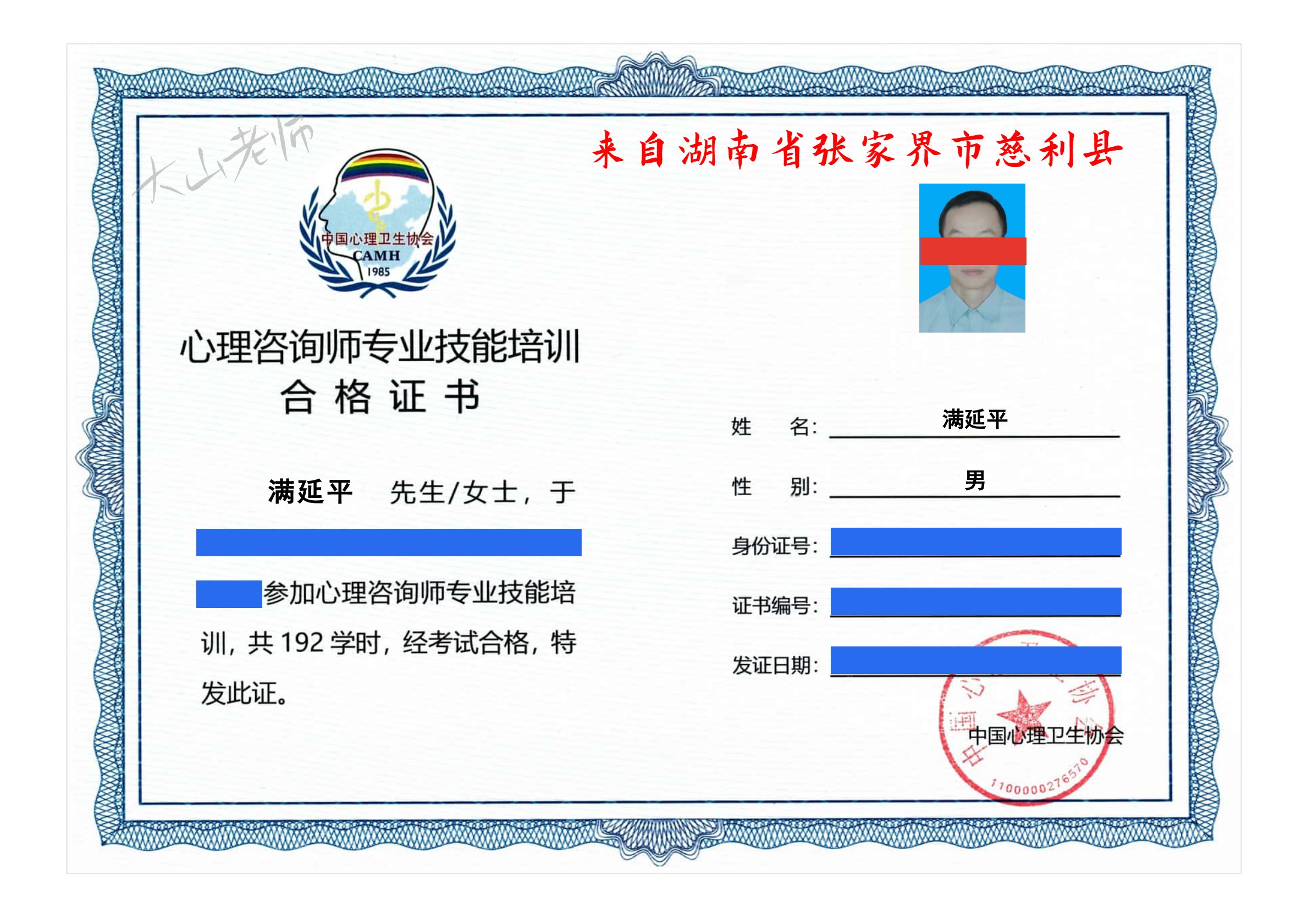 心理咨询师 - 中心协012（111-120）